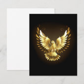 Faux Gold Foil Peace Dove op Zwart Save The Date (Voorkant / Achterkant)