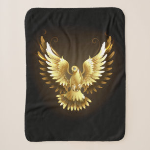 Faux Gold Foil Peace Dove op Zwart Sherpa Deken