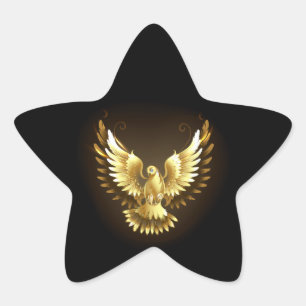 Faux Gold Foil Peace Dove op Zwart Ster Sticker