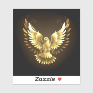Faux Gold Foil Peace Dove op Zwart Sticker