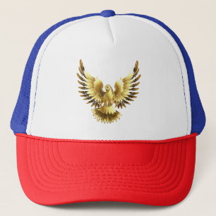 Faux Gold Foil Peace Dove op Zwart Trucker Pet