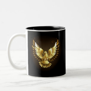 Faux Gold Foil Peace Dove op Zwart Tweekleurige Koffiemok