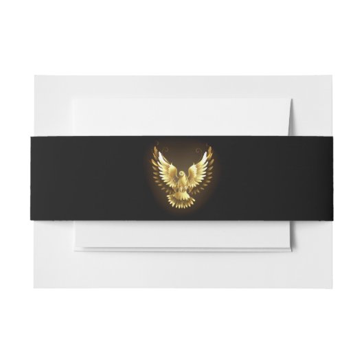 Faux Gold Foil Peace Dove op Zwart Uitnodigingen Wikkel (Voorkant Voorbeeld)
