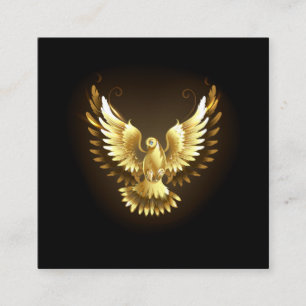 Faux Gold Foil Peace Dove op Zwart Vierkante Visitekaartje