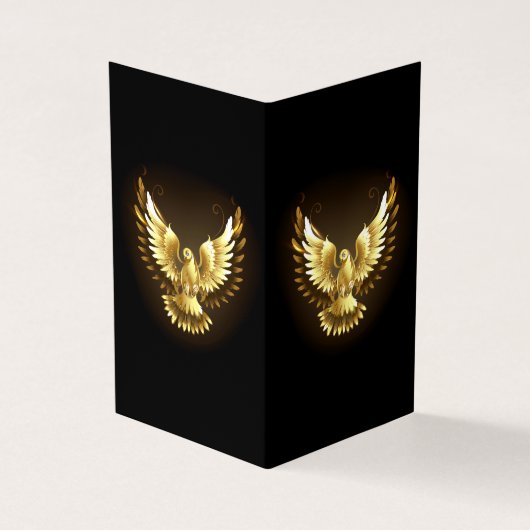 Faux Gold Foil Peace Dove op Zwart Visitekaartje (Buitenkant)