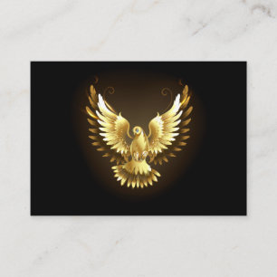 Faux Gold Foil Peace Dove op Zwart Visitekaartje