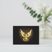 Faux Gold Foil Peace Dove op Zwart Visitekaartje (Staand voorkant)