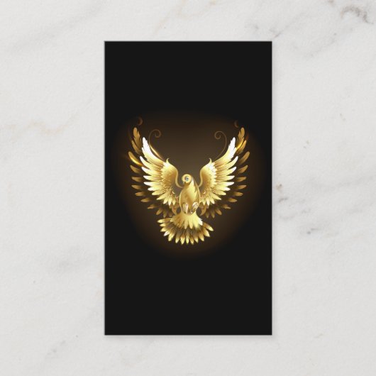 Faux Gold Foil Peace Dove op Zwart Visitekaartje (Voorkant)
