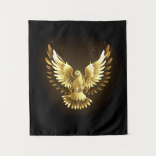 Faux Gold Foil Peace Dove op Zwart Wandkleed