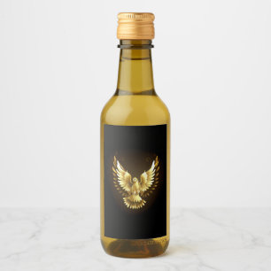 Faux Gold Foil Peace Dove op Zwart Wijn Etiket