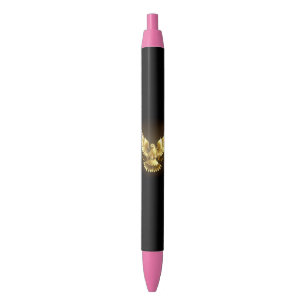 Faux Gold Foil Peace Dove op Zwart Zwarte Inkt Pen