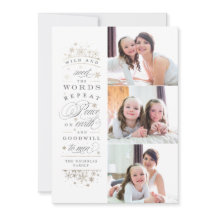 Faux Gold Foil Peace on Earth Foto Vakantie Kaart