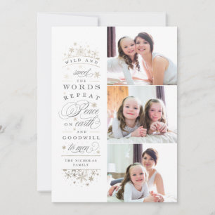 Faux Gold Foil Peace on Earth Foto Vakantie Kaart