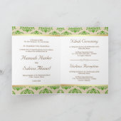 Faux Gold Foil Pear Green Damask Muslim Weduwschap (Binnen)