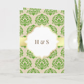 Faux Gold Foil Pear Green Damask Muslim Weduwschap (Achterkant)