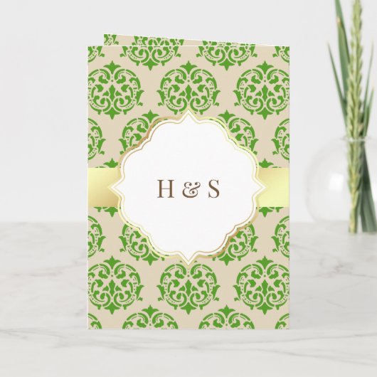 Faux Gold Foil Pear Green Damask Muslim Weduwschap (Achterkant)