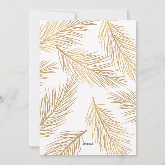 Faux Gold Foil Pine Needles Foto Merry Kerstry Feestdagenkaart (Achterkant)