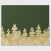 Faux Gold Foil Pine Treedt donkergroene achtergron Cadeaupapier (Vlak)