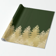 Faux Gold Foil Pine Treedt donkergroene achtergron