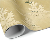 Faux Gold Foil Pine Treedt donkergroene achtergron Cadeaupapier (Rol Hoek)