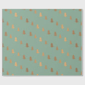 Faux Gold Foil Pine Trees Pattern Kerstmis Sage Cadeaupapier (Vlak)