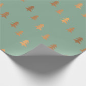 Faux Gold Foil Pine Trees Pattern Kerstmis Sage Cadeaupapier (Hoek)
