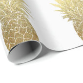 Faux Gold Foil Pineappel Wrapping Paper Cadeaupapier (Rol Hoek)