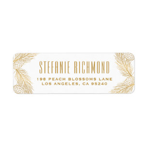 Faux Gold Foil Pinecones en Pine Needles Holiday Etiket