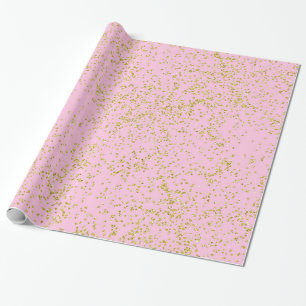 Faux Gold Foil Pink Background Sprinkle Glitter Cadeaupapier