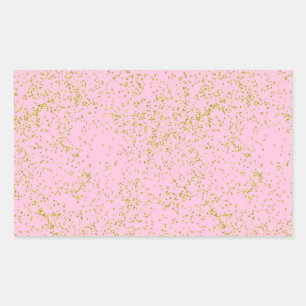 Faux Gold Foil Pink Background Sprinkle Glitter Rechthoekige Sticker