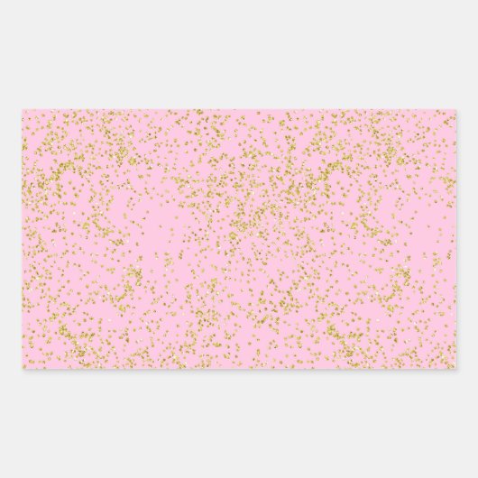 Faux Gold Foil Pink Background Sprinkle Glitter Rechthoekige Sticker (Voorkant)
