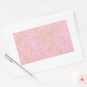 Faux Gold Foil Pink Background Sprinkle Glitter Rechthoekige Sticker (Envelop)