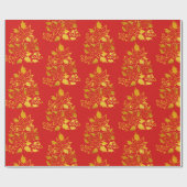 Faux Gold Foil Poinsettias Christmas Trees  Cadeaupapier (Vlak)
