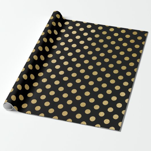 Faux Gold Foil Polka Dot Pattern Cadeaupapier (Uitgerold)