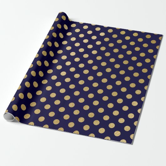 Faux Gold Foil Polka Dot Pattern Cadeaupapier (Uitgerold)