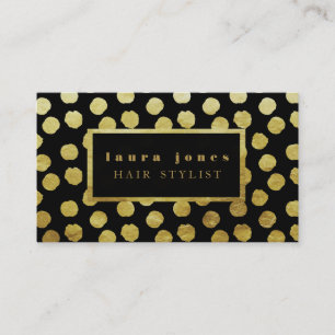 Faux Gold Foil Polka Dots Hair Stylist Sjabloon Visitekaartje