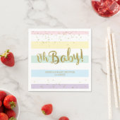 Faux Gold Foil Rainbow Stripes Oh Baby shower Servet (Insitu)