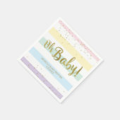 Faux Gold Foil Rainbow Stripes Oh Baby shower Servet (Hoek)