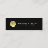 Faux Gold Foil Roos Logo Elegant Black Mini Visitekaartje (Voorkant)