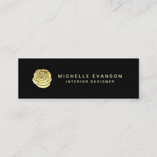 Faux Gold Foil Roos Logo Elegant Black Mini Visitekaartje