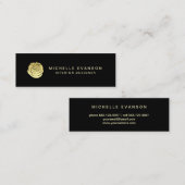 Faux Gold Foil Roos Logo Elegant Black Mini Visitekaartje (Voorkant / Achterkant)