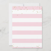 Faux Gold Foil, roze Stripes Baby shower Girl Kaart (Achterkant)