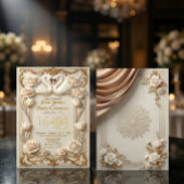 Faux Gold Foil & Satin Effect Baroque Swan Kaart