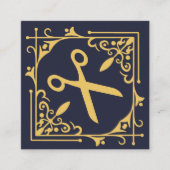 Faux Gold Foil Schaar Haarstylist Navy Blue Vierkante Visitekaartje (Voorkant)