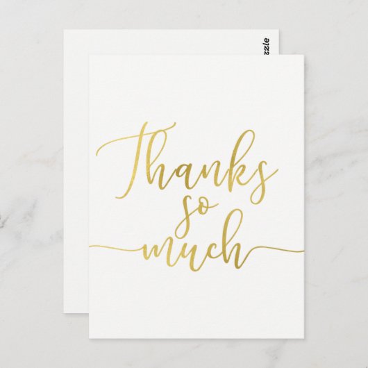 Faux Gold Foil Script Hartelijk dank voor Bedankt Briefkaart (Voorkant / Achterkant)