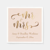 Faux Gold Foil Script op Blush Pink Servetten (Voorkant)