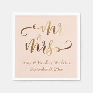 Faux Gold Foil Script op Blush Pink Servetten