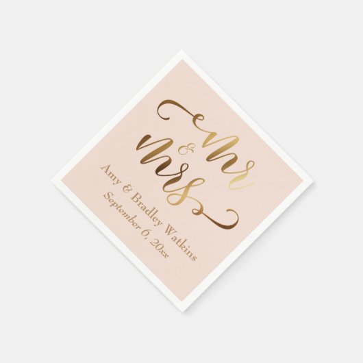Faux Gold Foil Script op Blush Pink Servetten (Hoek)
