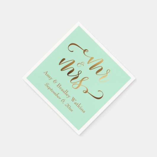 Faux Gold Foil Script op Mint Servet (Hoek)