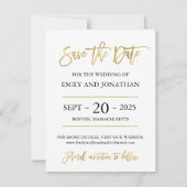 Faux Gold Foil Script Photo Save the Date Card (Achterkant)